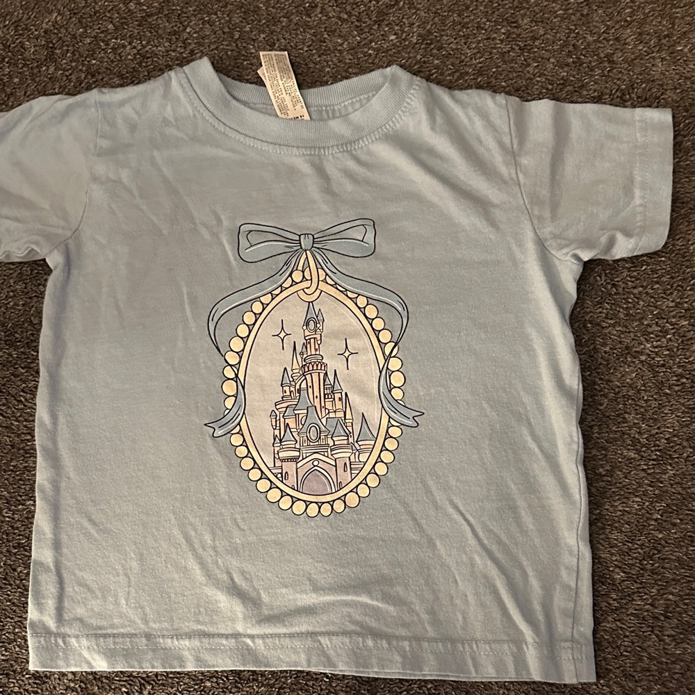 Light Blue Disney Castle Graphic Kids T-Shirt